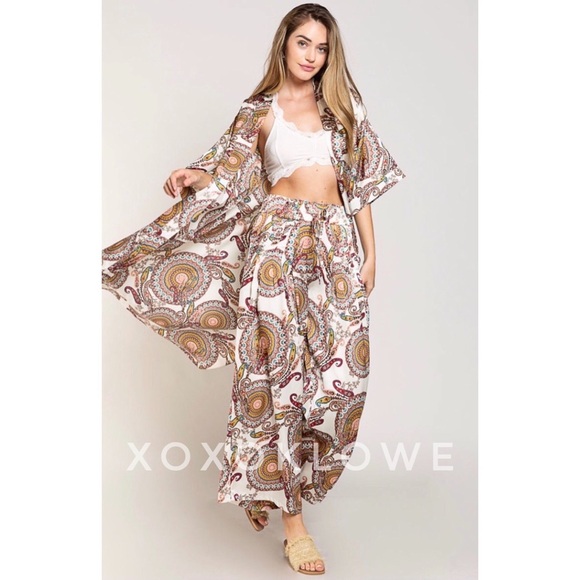 POL Paisley & Medallion Print Kimono Satin Relaxed Fit - Picture 3 of 13